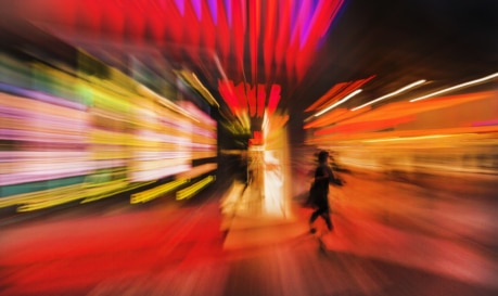 Shadow Figure And Exploding Lights